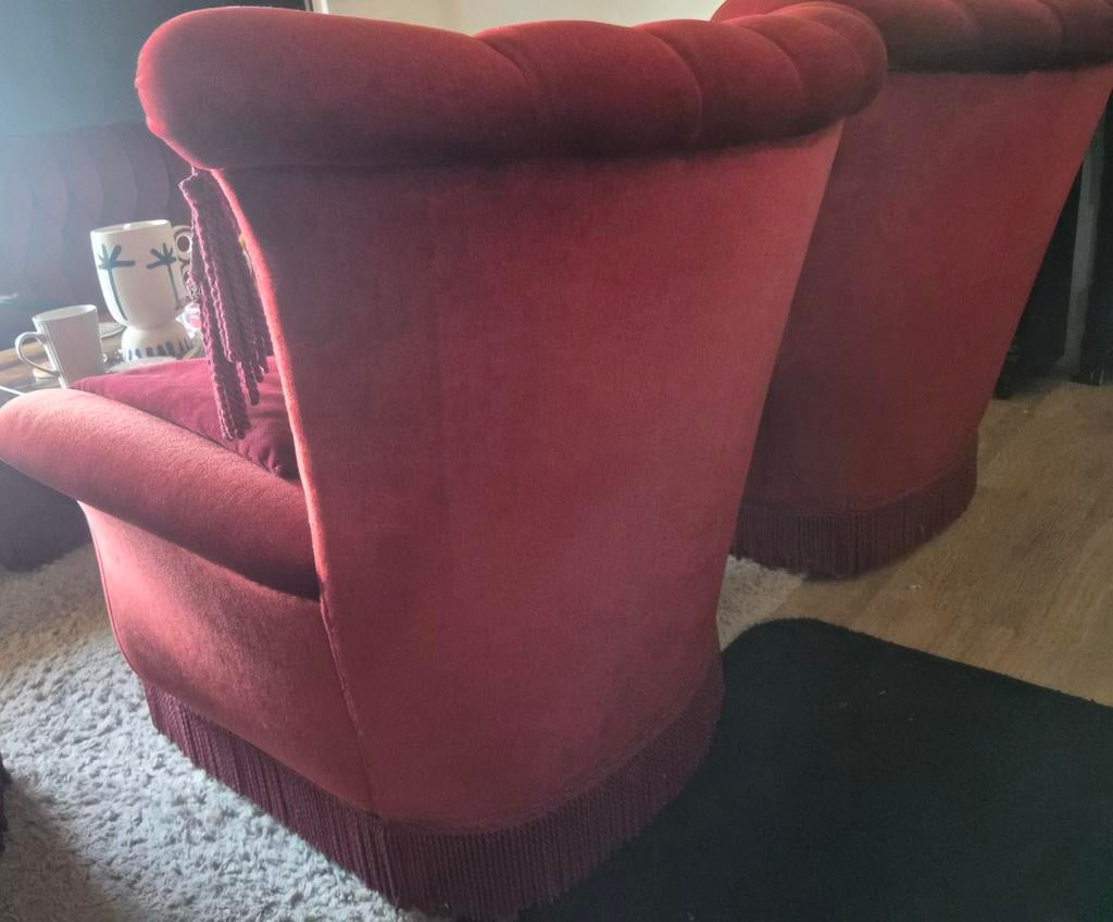 Fauteuils vintage x 2 franges baroques hollywoodiennes, Enlèvement