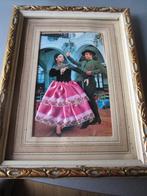 relief 3D kaart flamenco in kader, Verzamelen, Ophalen, Klederdracht, Zo goed als nieuw, 1940 tot 1960