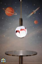 Vintage Aubergine glazen Carlo Moretti Murano hanglamp (70s), Ophalen of Verzenden, Zo goed als nieuw, Glas, Vintage  / space age / Itiliaans/ 70s / mid century