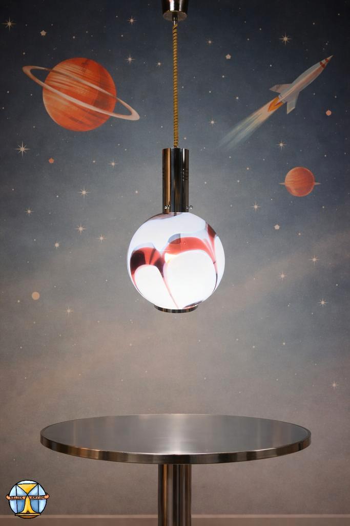 Vintage Aubergine glazen Carlo Moretti Murano hanglamp (70s), Huis en Inrichting, Lampen | Hanglampen, Zo goed als nieuw, 75 cm of meer