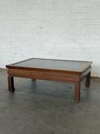 Table basse vintage – bois et plateau effet pierre, Ophalen