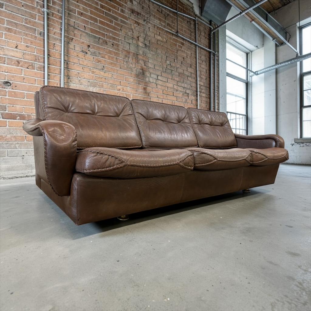 Chaise danoise vintage en cuir marron 'Madsen & Schubell', Enlèvement