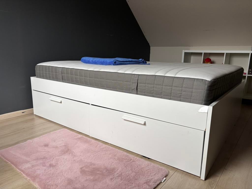 IKEA Brimnes, Ophalen, Gebruikt, Wit, Tweepersoons