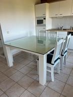 tafel 8 personen wit, Huis en Inrichting, Tafels | Eettafels, Ophalen, Glas, Gebruikt, Vierkant