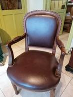 Bruine lederen fauteuil, Huis en Inrichting, Fauteuils, Ophalen, Gebruikt, Leer, 50 tot 75 cm