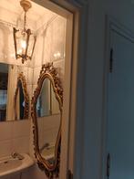 Antieke spiegel en bijpassende plafondlamp, Ophalen, Gebruikt, 100 tot 150 cm, Ovaal