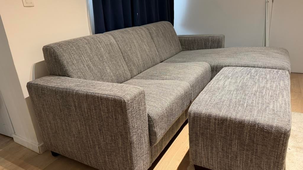 L 3zit zetel met pof, Huis en Inrichting, Ophalen, Zo goed als nieuw