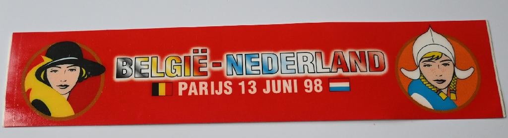 Reclamesticker BELGA Belgie - Nederland Parijs 13 - 06 - 98, Ophalen of Verzenden, Zo goed als nieuw, Poster, Plaatje of Sticker