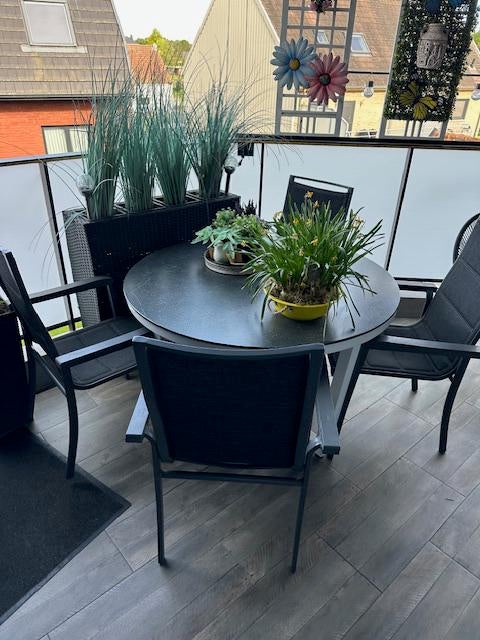 Table de jardin ronde en aluminium 120 cm et 4 chaises  alu, Jardin & Terrasse, Ensembles de jardin, Comme neuf, Aluminium, Enlèvement