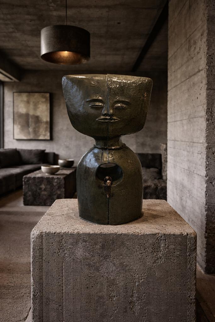 Zwaar vintage kunstwerk keramiek gesigneerd, Ophalen