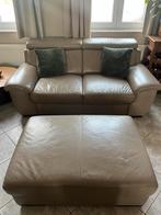 Leren zetel + poef, Huis en Inrichting, Ophalen, Gebruikt, 150 tot 200 cm, Tweepersoons