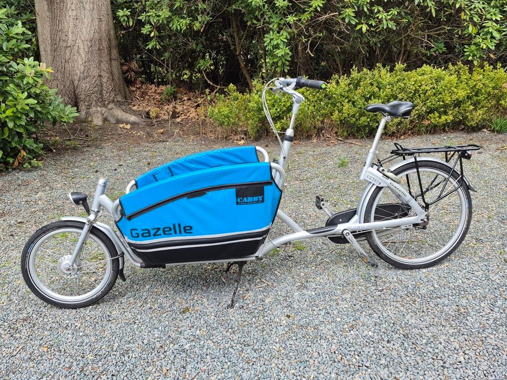 Gazelle Cabby bakfiets met regenhoes, Enlèvement, Utilisé, 2 enfants, Bâche