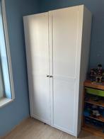 Kleerkast - Dubbel deur - Wit, Avec tablette(s), Pin, Utilisé, 50 à 75 cm