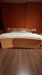 LIT 160 X 200 + SOMMIERS 2 X 80 + 2 tables de nuits, Beige, Enlèvement, Utilisé, Bois
