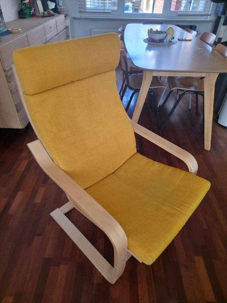 Ikea poäng fauteuil geel, Huis en Inrichting, Fauteuils, Ophalen, Gebruikt, Hout