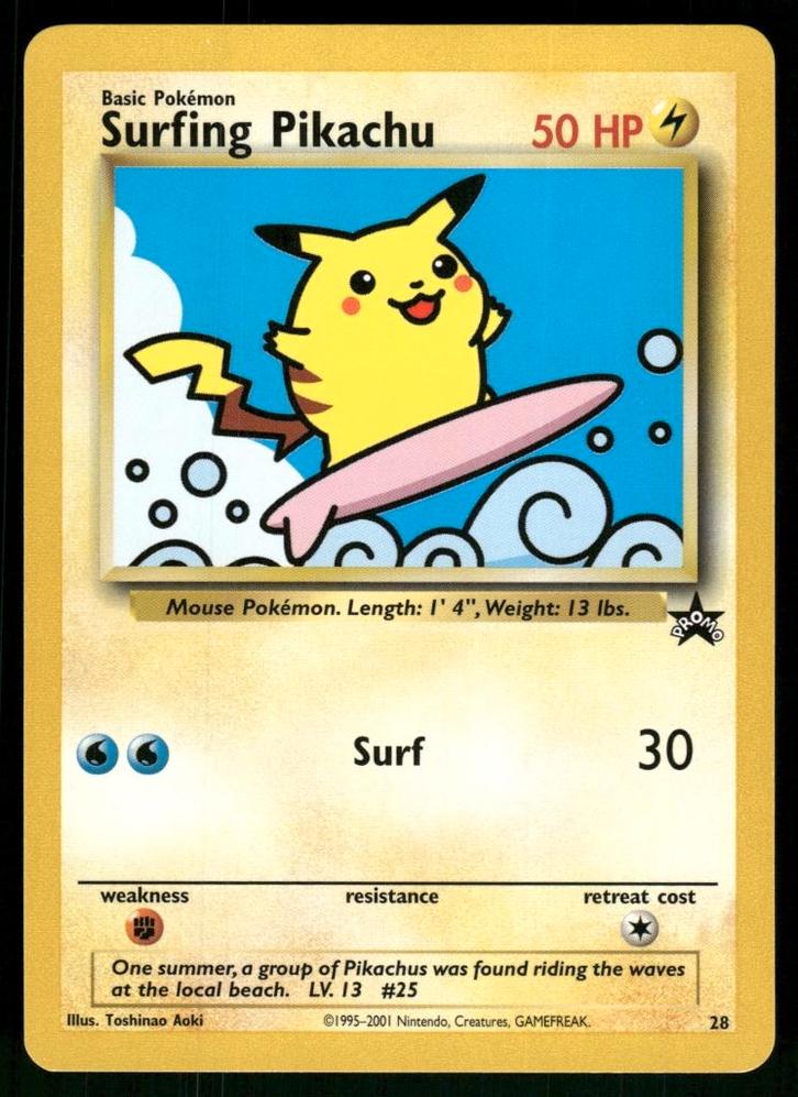 Surfing Pikachu 28/53 - Wizards Black Star Promos (NM), Hobby en Vrije tijd, Verzamelkaartspellen | Pokémon, Gebruikt, Verzenden