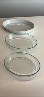 Porseleinen en glas ovenschaal, Ophalen, Zo goed als nieuw