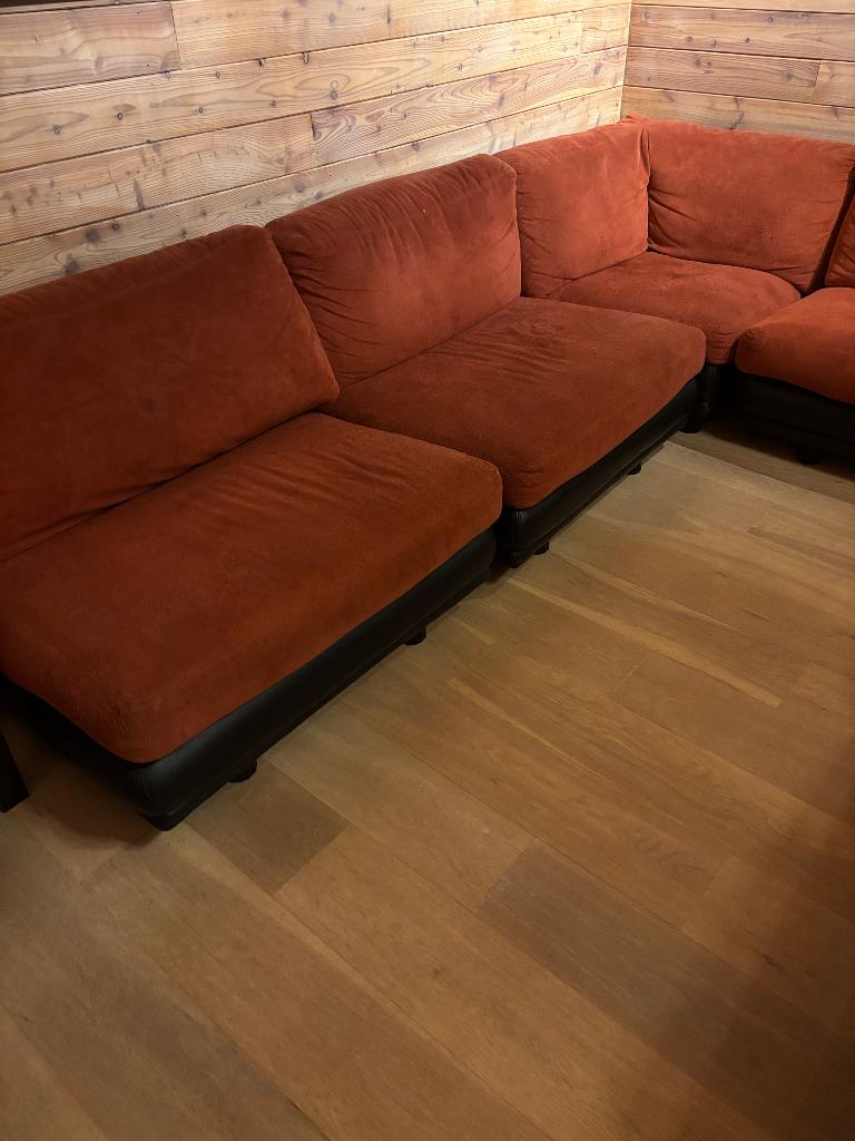 Hoeksalon suède / leer met modulaire units, Ophalen, Gebruikt, Leer