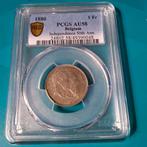 België 1 frank zilver Leopold II 1880 - PCGS AU 58, Enlèvement ou Envoi, Monnaie en vrac, Argent, Argent