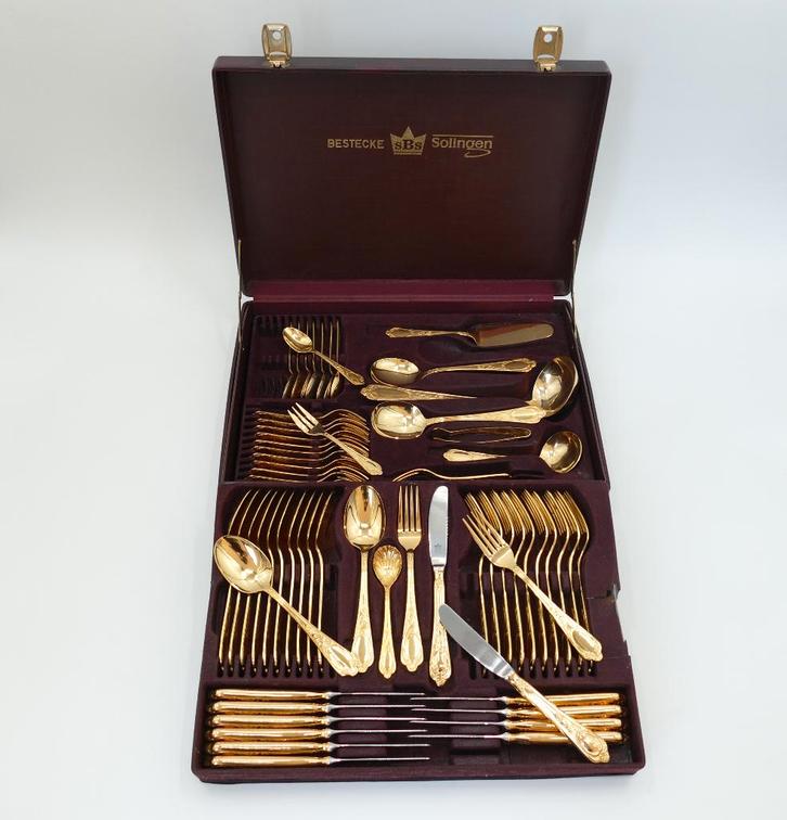 Verguld bestek in Louis XV/Rococo-stijl - SBS Solingen, Antiek en Kunst, Antiek | Bestek, Verzenden