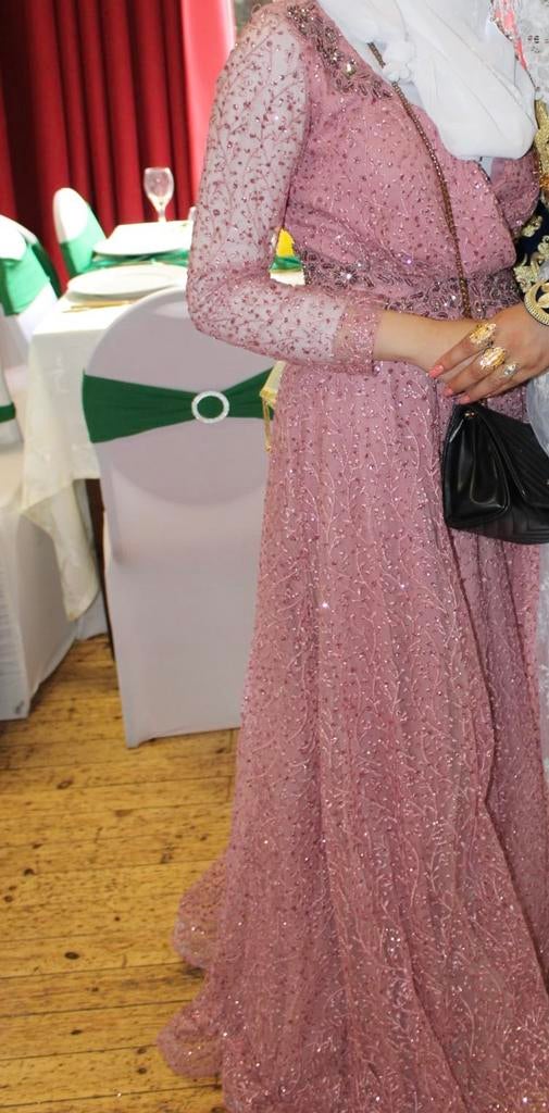 Feestjurk roze glitter  M/L – zo goed als nieuw €80, Enlèvement, Comme neuf, Rose