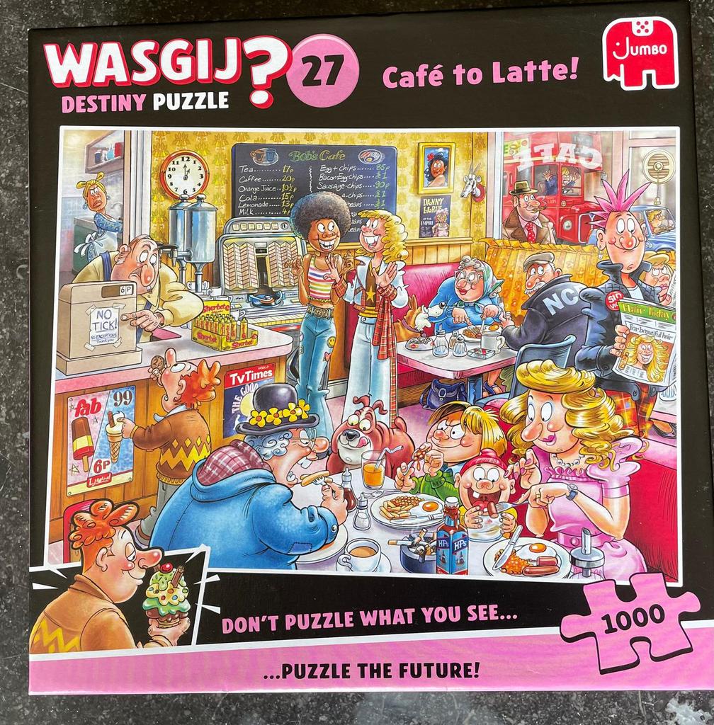 Wasgij Destiny Puzzel 27 Cafe to Latte! 1.000 stukjes., Ophalen of Verzenden, 500 t/m 1500 stukjes, Zo goed als nieuw, Legpuzzel