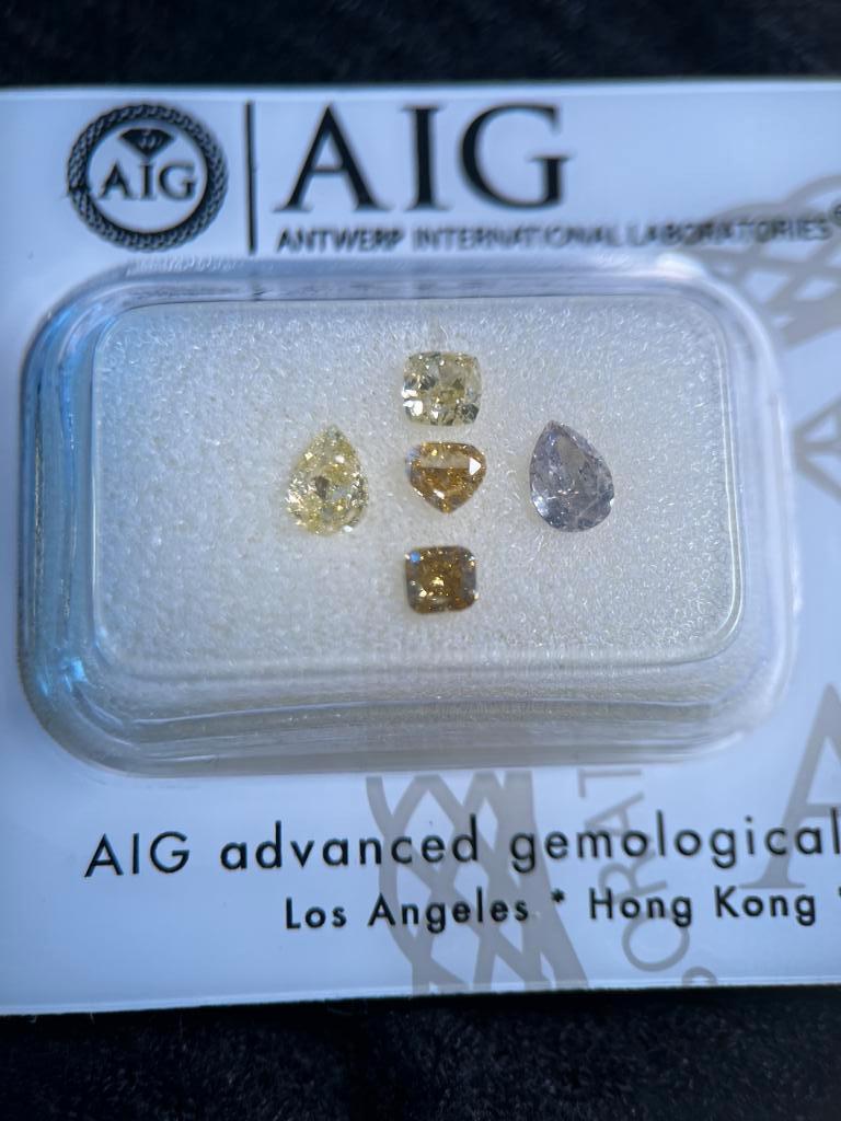 5 diamants parfaitement taillés de 1,00 ct, fantaisie nat 99, Bijoux, Sacs & Beauté, Pierres précieuses, Neuf, Enlèvement ou Envoi