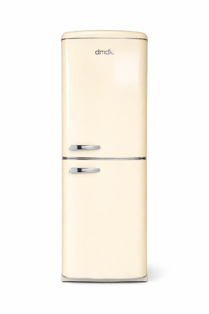DMDK DKC3 Koel vriescombinatie 244 Liter Retro Creme, Elektronische apparatuur, Koelkasten en IJskasten, Nieuw, Met vriesvak, 200 liter of meer