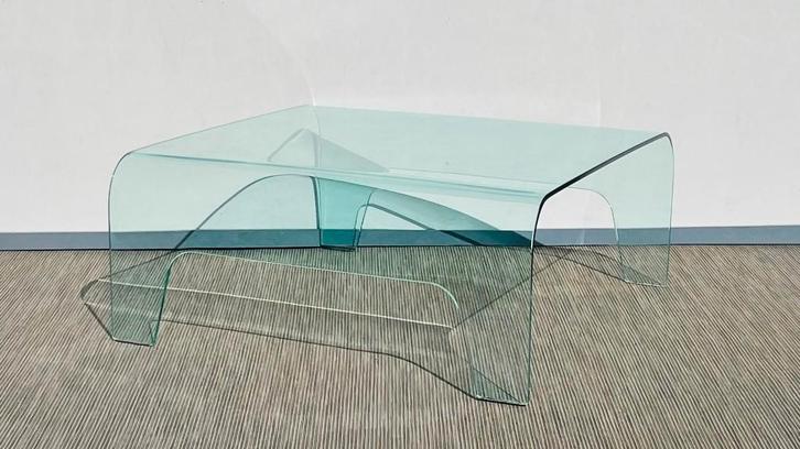 Table basse carrée # Vintage 90s # Salontafel, Maison & Meubles, Tables | Tables de salon, Utilisé, Carré, Verre, Enlèvement ou Envoi