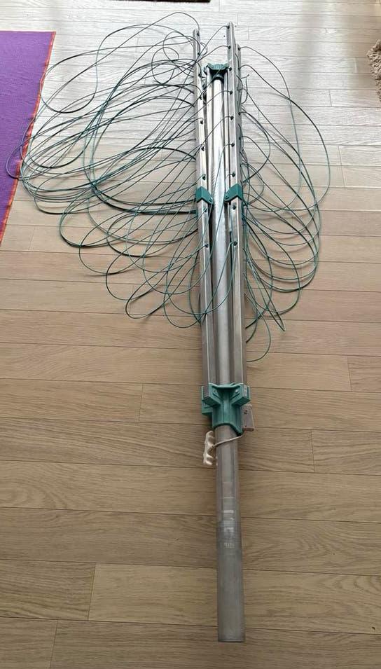 Séchoir rotatif + ancrage au sol en spirale, Jardin & Terrasse, Sèche-linge & Lave-linge, Enlèvement ou Envoi, Utilisé, Séchoir