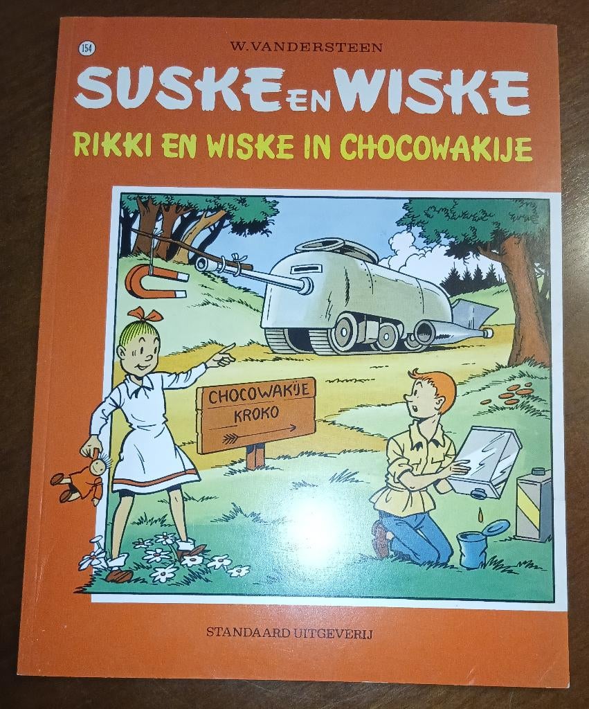 Rikki en Wiske in Chocowakije (VK 154, 1ste druk,1975), Boeken, Stripverhalen, Zo goed als nieuw, Eén stripboek, Ophalen of Verzenden