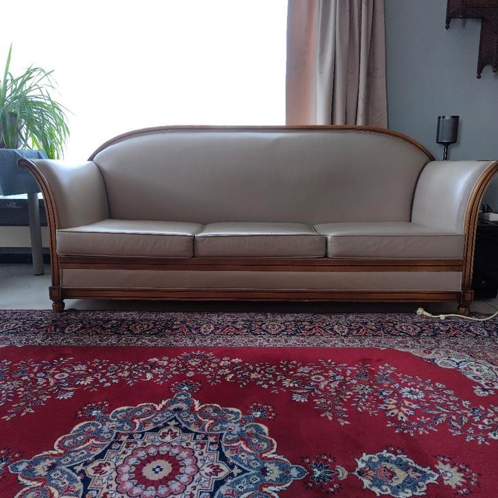 Cuir taupe (beige) 2 + 3 places, Maison & Meubles, Canapés | Salons, Comme neuf, Banc droit, Autres dimensions, 150 à 200 cm, Moins de 75 cm