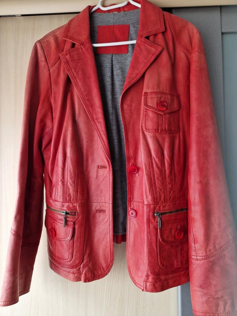 Rood lederen jasje.. Antwerpen Tannery, Enlèvement, Taille 38/40 (M), Rouge, Manteau