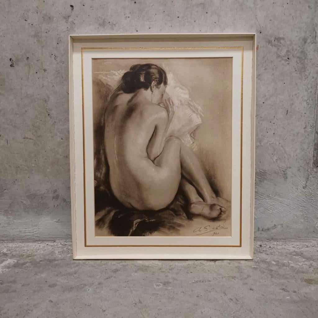 Assis nu (1941) - Albert Genta, Antiquités & Art, Enlèvement, Vie quotidienne, Autres techniques, 1950 - 1999