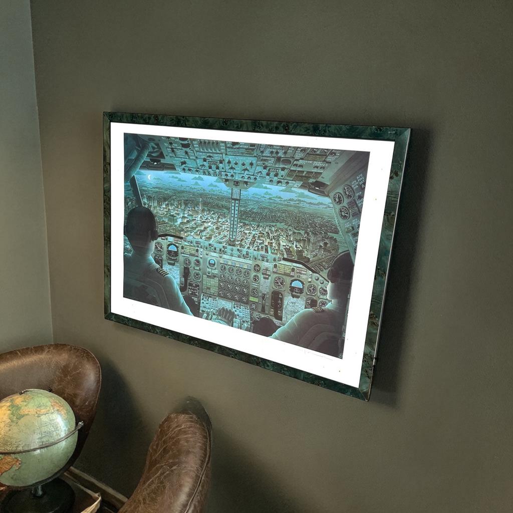 Cadre vintage Airplane Cockpit 101 x 77 cm, Collections, Posters & Affiches, Enlèvement