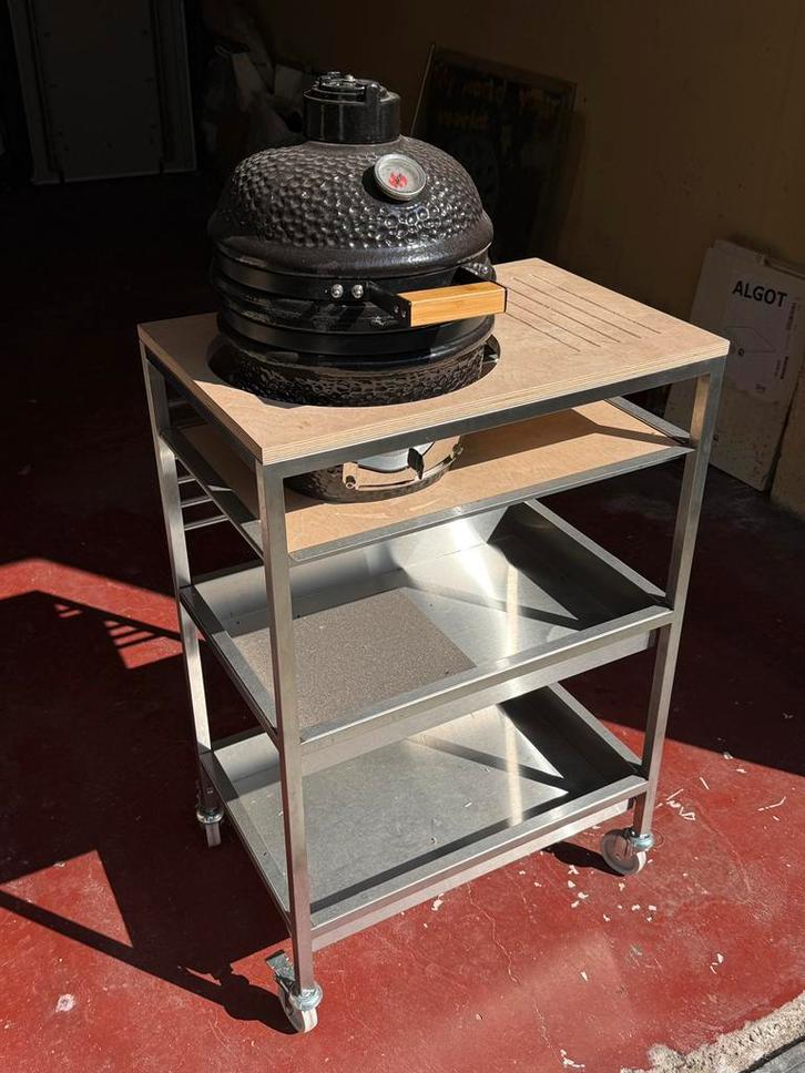 Kamado BBQ compact met custom trolley, Jardin & Terrasse, Cuisines extérieures, Comme neuf, Enlèvement