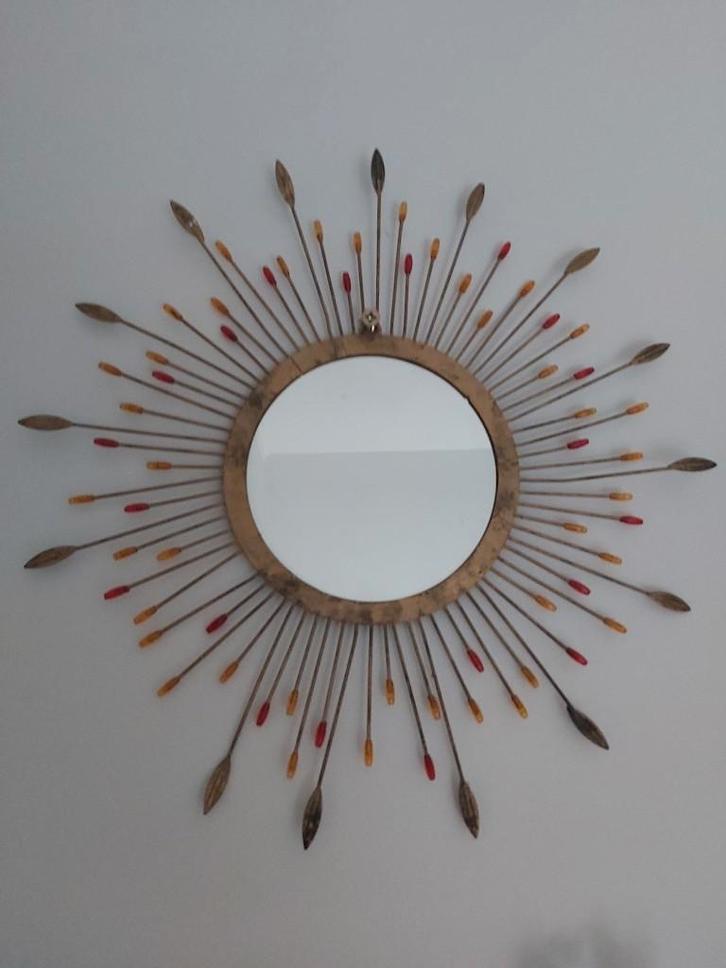 Prachtige retro 'zonne' spiegel, zeer mooie gedetailleerd, Verzamelen, Retro, Huis en Inrichting, Ophalen