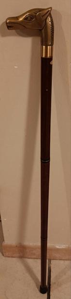 Canne de marche vintage – Poignée tête de cheval en laiton m, Enlèvement ou Envoi