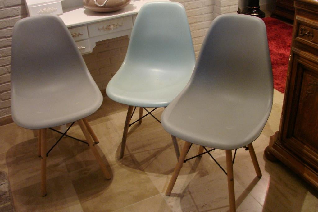 4 kuipstoelen, Maison & Meubles, Chaises, Gris, Synthétique, Enlèvement, Quatre