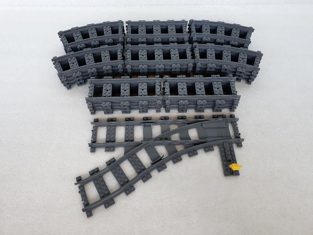 Lot van 16 rechte Lego sporen, 16 bochten en 1 wissel, Ophalen of Verzenden, Gebruikt, Lego