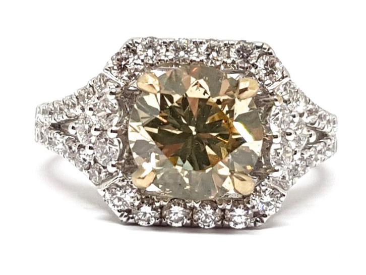 Diamant Solitaire Ring 2.80ct., Bijoux, Sacs & Beauté, Bagues, Neuf, Femme, 17 à 18, Or, Or, Avec pierre précieuse, Enlèvement ou Envoi