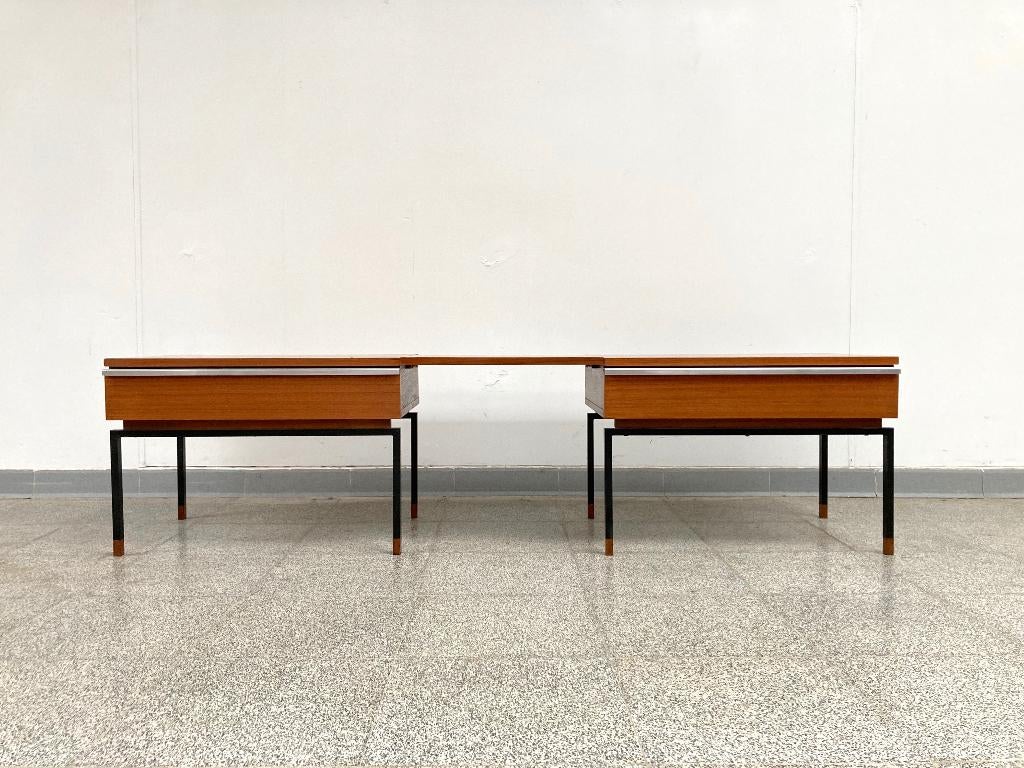 Vintage mid-century teak ladekastjes+tafeltje 1960's, Ophalen, Gebruikt, Teakhout, 1 of 2 laden