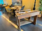 Authentieke houten schoolbank, Ophalen, Gebruikt, Bureau