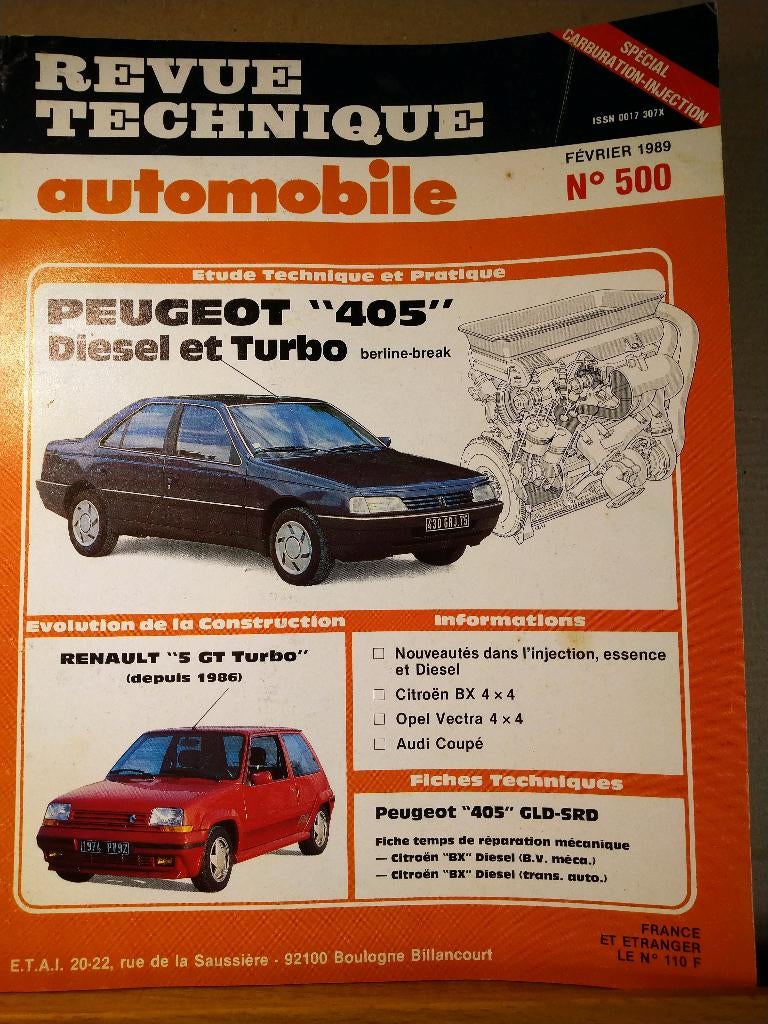 RTA 500 - Peugeot 405 - février 1989, Ophalen of Verzenden