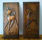 Vintage wandplaatjes, gehamerd koper, reetje en paard, Ophalen of Verzenden, Koper