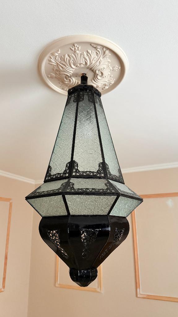 Oosterse lamp, Huis en Inrichting, Lampen | Hanglampen, Gebruikt, 50 tot 75 cm, Glas, Metaal, Ophalen