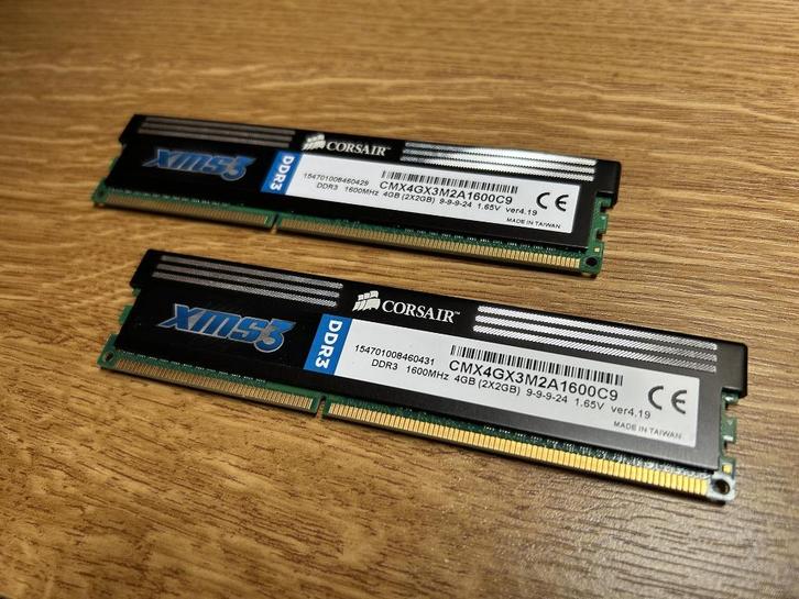 DDR3 RAM Corsair XMS3 4GB (2x 2GB) CMX4GX3M2A1600C9 1600Mhz, Computers en Software, RAM geheugen, Refurbished, Desktop, 4 GB, DDR3
