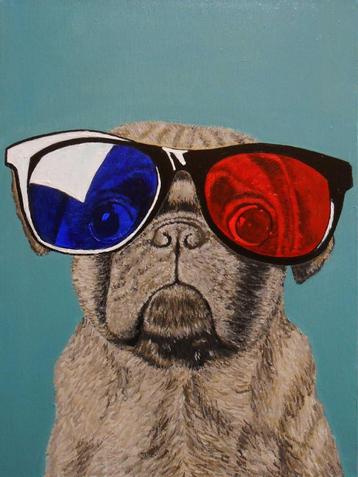 Schilderij "3D-Mops"  beschikbaar voor biedingen