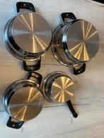 Edelstaal kookpotten + steelpan (18/10), zonder deksels, Ophalen of Verzenden, Gebruikt, Inox, Overige typen