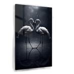 Flamingos zwart wit Glasschilderij 60x90cm + Ophangsysteem, Nieuw, Verzenden